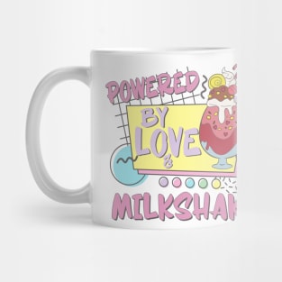 Powered By Love Milkshake Retro 80s 90s Couples Who Loves Milkshakes Mug